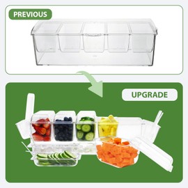 IVYHOME Chilled Condiment Server | Taco Bar Serving Set for Party | Chilled Condiment Tray with Lid and 5 Removable Compartments