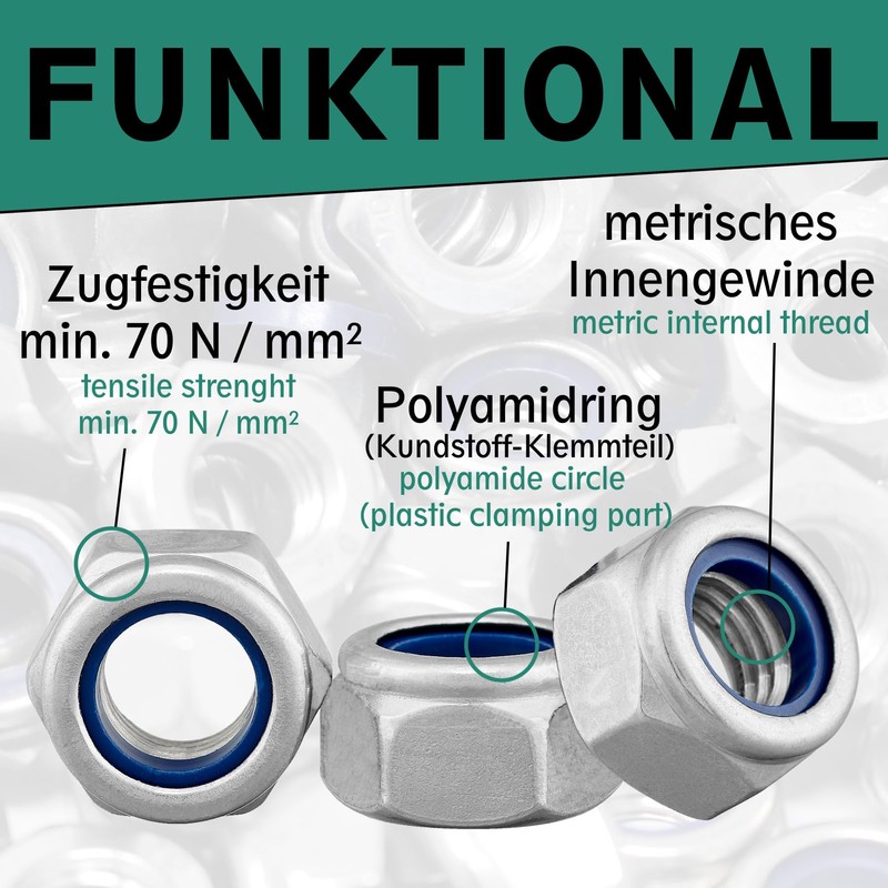 DSM - Locking Nuts M8 - DIN 985/ISO 10511 -