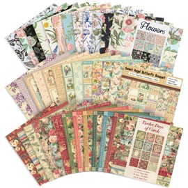 72 Sheets Scrapbooking Paper Pad 6”x6”160GSM Single Sided Decorative Paper Pack Journaling Supplies Patterned Cardstock for Craft Present Wrapping Vintage Garden