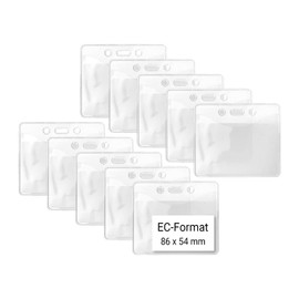 Karteo ID Card Sleeves [Pack of 10] Card Sleeves Horizontal Transparent Vinyl ID Cover 86 x 54 mm Card Holder Card Holder