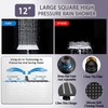 AWAXFOLO 12" High Pressure Square Rain Shower Head and 2-in-1