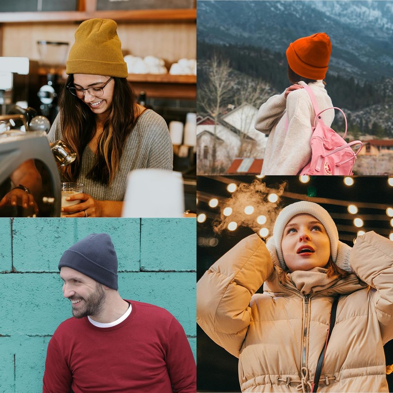 PFFY PFFY 2 Packs Unisex Beanie Hats for Men Women