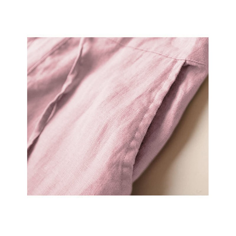 Tanming Women's Casual Linen Elastic Waist Tapered Pants Trousers with