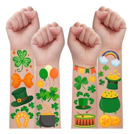 Leesgel Temporary Tattoos for Kids St Patricks Day Decorations, 100 Styles St Patricks Day Accessories - Shamrock/Leprechaun Hat/Balloons/Banners Tattoo Stickers, Irish Party Supplies Favours Toys