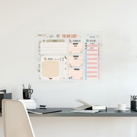 WallJOY Clear Dry Erase to-Do List Whiteboard - 21x16 in Calendar Whiteboard for Wall and Fridge, Adhesive-Free Reusable Planner for Family, Office & Home Use + Marker