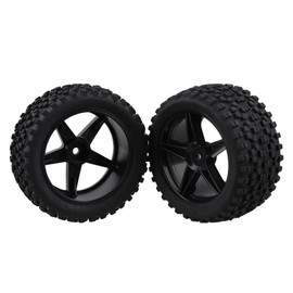 Mxfans 4pcs Black Dot Rubber Tires & Black Pentagram Wheel Rim for RC1:10 Off Road