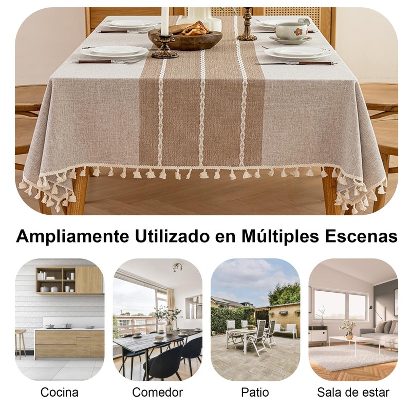7CDXD Manteles para Mesa Rectangular,Mantel Rectangular,Mantel de Lino Tela rústica