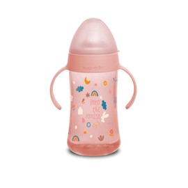 Suavinex Second 306942 Baby Bottle with Handles, 270 ml, from 4 Months, Colour Forest Pink, 123 g