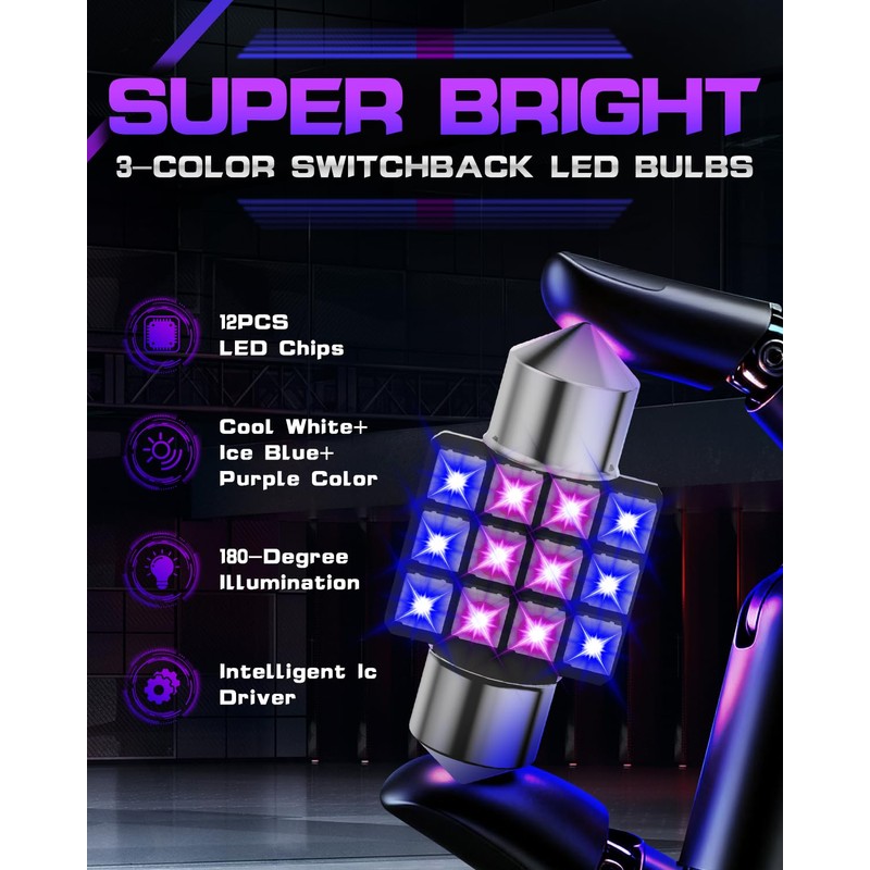 AULUXE 31mm CAN-Bus LED Festoon Bulbs (DE3175/DE3021) - Cool White/Ice
