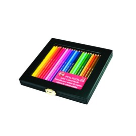 Koh-I-Noor Polycolor Drawing Pencil Set, 24 Assorted Colored Pencils in Wooden Box, 1 Each (FA3818.24WB)