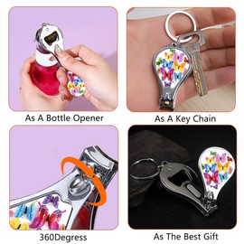 Muemigai Nail Clippers Set,Stainless Steel Toe Nail Clipper for Seniors Thick Toenails,Fishion Finger Nail Clipper for Men Women 2 Pack Nail Cutter with File,Professional Nail Cutter(Butterfly)