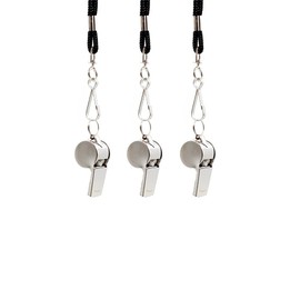 Coach Sports Referee Whistle with Lanyard, Metal Whistle Loud Whistles for Police Traffic Training Emergency Whistle (3 Pcs Silver)