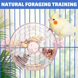 BNOSDM Bird Foraging Toy Creative Feeder Systems with Seed Food Rotating Wheel for Enrichment & Training Parrot Puzzle Toys(Pink)