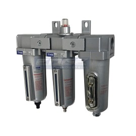 3 STAGE, INDUSTRIAL GRADE IN-LINE COALESCING FILTER & DESICCANT AIR DRYER COMBINATION WITH METAL BOWLS FOR SPRAY GUN EQUIPMENT PAINT BOOTH COMPRESSOR, PLASMA CUTTER (1/2" AUTO DRAIN)