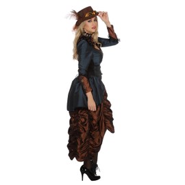 Shoperama Steampunk Dress Brown/Blue Women's Costume Burning Man Victorian Industrial Retro Futurism High Quality, 48