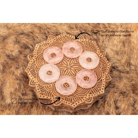 Lebensquelle Plus Rose Quartz Doughnut Diameter 30 mm + Cotton Cord | Gemstone Pendant | Genuine Healing Stone Necklace with Ribbon, Semi Precious Stone