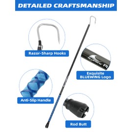 BLUEWING 4ft Heavy Duty Pure Carbon Fiber Fishing Gaff with 2in Stainless Steel Hook for Tuna Shark Marlin Big Game Saltwater Fish