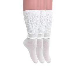AWS/American Made Scrunch Knee High Slouchy Socks 3 Pairs Shoe Size 5 to 10 (White)