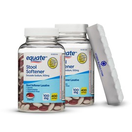 Unique Bundle Store Equate, Stool Softeners Softgels 100mg, 400 Count Stool Softener Laxative for Constipation + 7 Day Pill Organizer Included (Pack of 2)