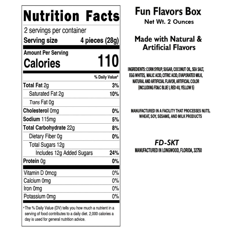 Fun Flavors Box Freeze Dried Candy Strawberry Kiwi Taffy Crunch