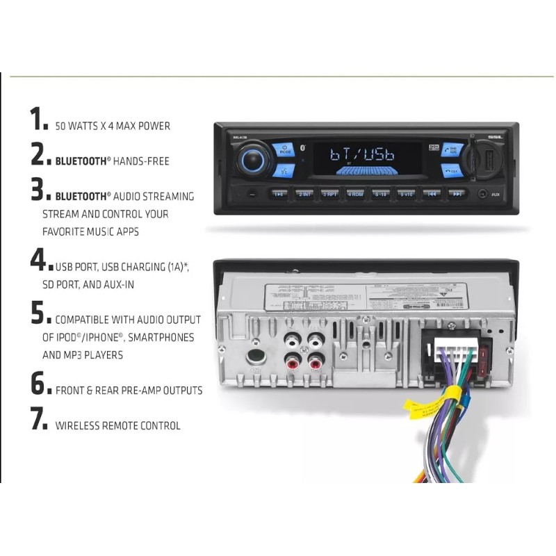 SSL ML43B, DOES NOT PLAY CD Car Stereo Bluetooth/MP3/