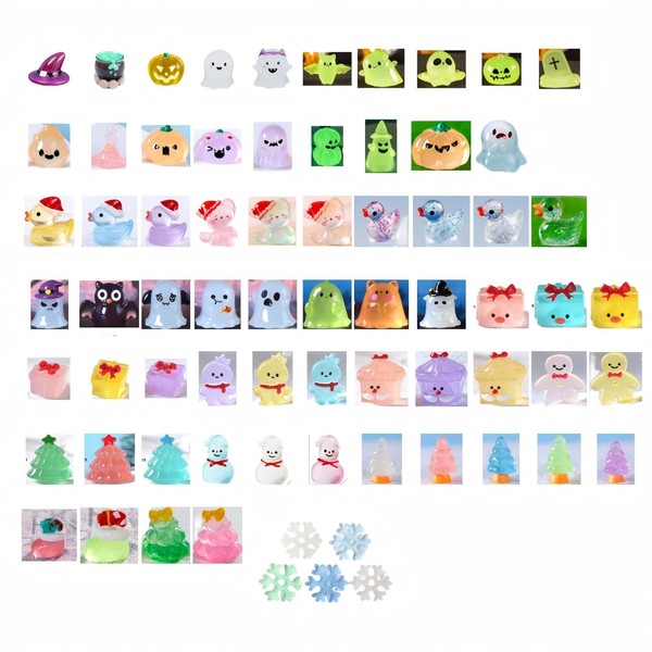 Thyle 90 Pcs Halloween Mini Resin Figurines 41 Styles Luminous