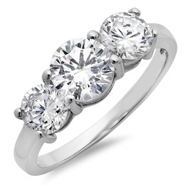 Amanda Rose Collection Sterling Silver Three Stone Past Present and Future Cubic Zirconia Ring (Sizes 5-8) 4ct TGW sz 6