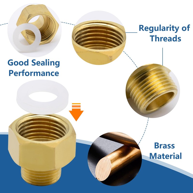 2 PCS 1/2 Female to 3/8 Male BSP Thread Brass