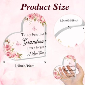 Mothers Day Gifts For Grandma Gifts For Grandma Grandmother Gifts From Grandkids Heart Shaped Acrylic Plaque Grandmothers Day Gifts Birthday Presents For Grandma Gifts From Grandson Christmas Gifts