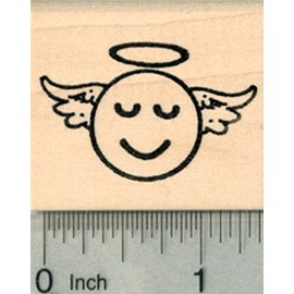 Angel Emoji Rubber Stamp, Emoticon, Smiley