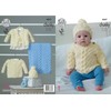 King Cole Baby Chunky Knitting Pattern Cable Knit Sweater Cardigan Hat & Blanket (4847),Multicolor,14" - 22" chest