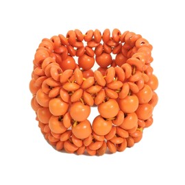 ChungLong0593 Bohemian Multicolor Bracelet Wooden Thick Coconut Shell Bracelet Natural Wood Beads Women's Stretch Bracelet - Coconut Shell Orange