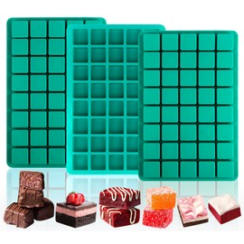 Sidosir 3Pcs Square Caramel Candy Mold Silicone, 40-Cavity Gummy Silicone Molds for Fat Bombs, Chocolate Truffles Mold for Hard Candy, Ice Cube