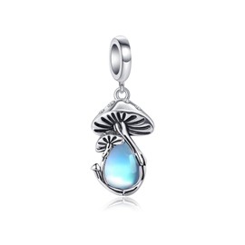 VENACOLY Mushroom Charm for Bracelet Sterling Silver Moonstone Mushroom Bead Charm Mushroom Jewellery Gifts for Women