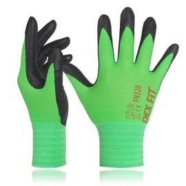 DEX FIT Lightweight Work Gloves FN330, 3D Comfort Power Grip, Thin, Flexible, Stretchy Fit Nylon, Spandex, Durable, Water-based, Nitrile Foam, Machine Washable, green, FN 330