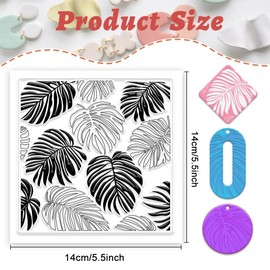 beinkmake Monstera Turtle Polymer Clay Texture Sheet Silicone Texture Stamp Sheets Plant Leaf Clear Texture Mat Modeling Pattern Pad Reusable for Scrapbooking Clay Pottery Earrings Jewelry Making