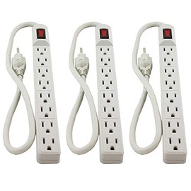 Wideskall 3-Packs 1 Feet 8 Outlets 90J Surge Protector AC Wall Power Strip UL Listed (Beige)