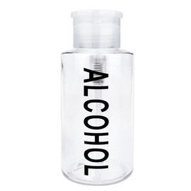 PANA Brand 10oz. (Quantity: 1 Piece) Alcohol Labeled Liquid Push Down Pump Dispenser Bottle with Flip Top Cap (CLEAR)