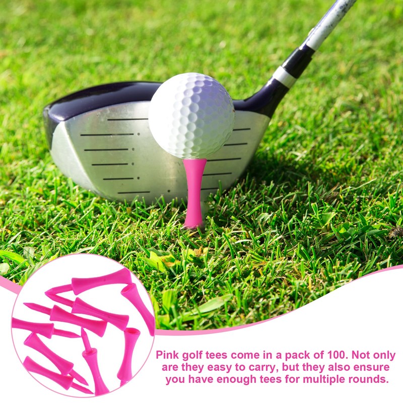 Debbery 100 Golf Tees Plastic, 57mm Pink Castle Tees Golf,