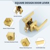 LOQRON Square Privacy Gold Door Handles (No Key) for Bathroom