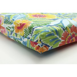Pillow Perfect Bright Floral Indoor/Outdoor Square Corner Chair Seat Cushion with Ties, Plush Fiber Fill, Weather, and Fade Resistant, 16" x 18.5", Multicolored Pensacola, 2 Count