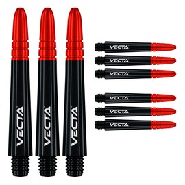 WINMAU Dart Shaft - Vecta Polycarbonate Dart Shafts - 1 Set per Pack (Total 3 Dart Shafts) - Professional Dart Accessories - Black & Red Intermediate Shafts