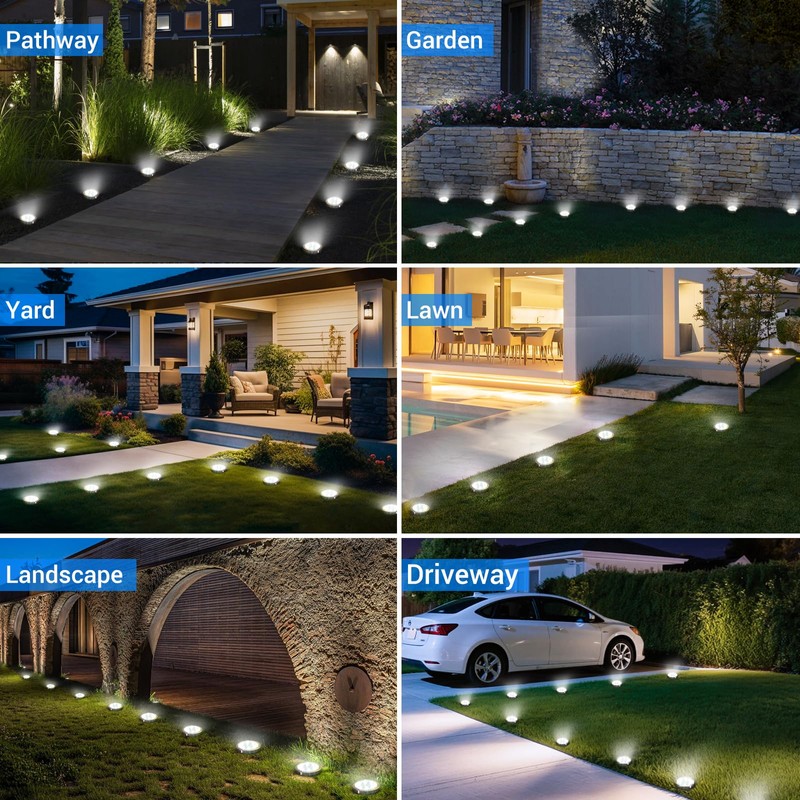 Peasur Solar Ground Lights Outdoor, 18 Pack Flat Solar Powered