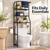 4-Tier Over Toilet Storage Rack with Basket – Freestanding Black