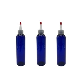 Natural Farms 3 Pack – 8 oz -Blue Cosmo Plastic Bottles – Natural Yorker w Red Tip - for Essential Oils, Perfumes, Cleaning Products