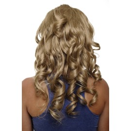 WIG ME UP - H9503-16 Clip in Hairpiece with 7 Clips 3/4 Wig Blonde Light Honey Blonde Highlighted 50cm Curly Wavy Hair Extensions Wig