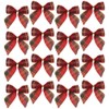UUYYEO 24 Pcs Christmas Burlap Bows Checkered Bows Gingham Ribbon