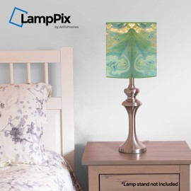 LampPix 10.00 Inch Table Lamp Shade - Marble Green Canvas Desk Lampshade (Uno Fitting)