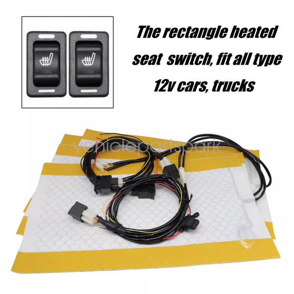 Soillar 2Seat 12V Carbon Fiber Car Seat HEATER KIT w/
