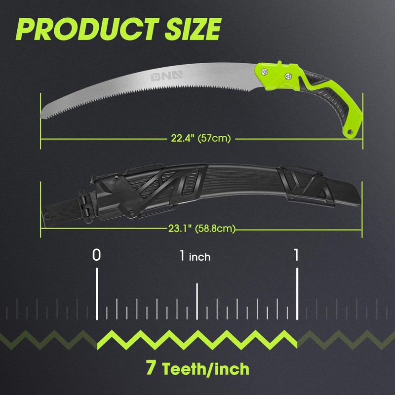 DNA MOTORING 15.5in Hand Pruning Saw, Hand-Held Garden Saw, Curved